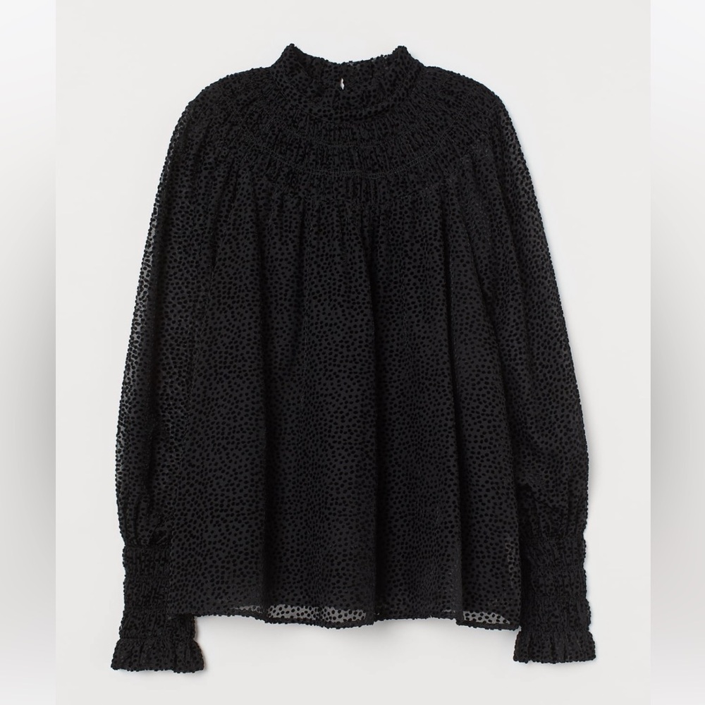 H&M Edition Burnout Pattern Blouse in Black. Size Medium